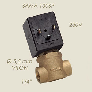 ELECTROVANNE 220V 1/4" SAMA femelle/femelle 130/SP diam : 5.5mm