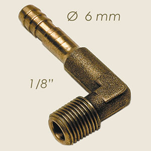 EMBOUT CANELE 1/8" mâle pour tuyau vapeur équerre diam : 6mm