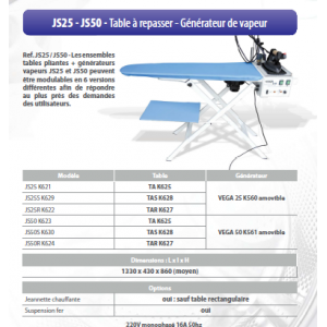 TABLE ET CENTRALE DE REPASSAGE JS25S  SOUFFLANTE avec FER